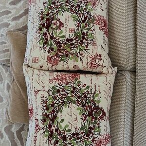 Festive Red and Off White Decorative Pillows, Like New